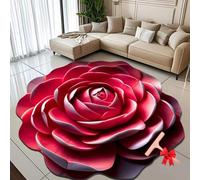 Floral Plush Diatomaceous Earth Floor Mat,3D Visual Flower Shaped Diatom Mud Floor Rugs,3D Flowers Design Flooring Mats Suitable for Bedroom,Kitchen,Bathroom
