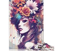 Floral Portrait Puzzle 1000 Pièces Educa Jouet en Bois Cadeau Unique De l'art De La Décoration Jeu Éducatif Challenge Toy Adultes & Enfants des 14 Ans 1000pcs (75x50cm)