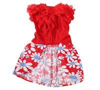 Floral Puppy Dress for Small Dogs | Soft & Breathable Summer Dog Clothes | Cute Princess Dress for Poodles/Chihuahuas/Pomeranians | Easy Pullover Design (M)