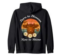 Floral rétro Born to Blossom Moo to Shine Highland Cow Sweat à Capuche