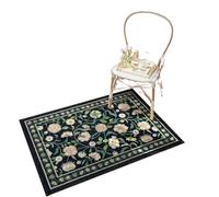 Floral Runners for Hallways,Washable Black Kitchen Runner Rug Non-Slip Rubber Backing, Ultra-Thin Soft Patterned Indoor(Q-2508266806,60x90CM)