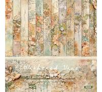Floral Scrapbooking Papier 24 Feuilles,12 Motifs Fleurs,15.2 x 15.2 cm,Decoratif Scrapbooking Vintage Stamperia Papier Journaling Décopatch Accessoires Decopatch Feuilles Papier (C, 15.2 x 15.2 cm)