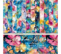 Floral Scrapbooking Papier 24 Feuilles,12 Motifs Fleurs,15.2 x 15.2 cm,Decoratif Scrapbooking Vintage Stamperia Papier Journaling Décopatch Accessoires Decopatch Feuilles Papier (B, 15.2 x 15.2 cm)