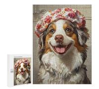 Floral Shower Cap Dog Puzzle 1000 Pièces Educa Jouet en Bois Cadeau Unique Décoration Intérieure Jeu Éducatif Challenge Toy Adultes Et Enfants À Partir De 14 Ans 500 PCS