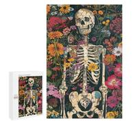 Floral Skeleton Art Print Puzzle 1000 Pièces Educa Jouet en Bois Cadeau Unique Décoration Intérieure Jeu Éducatif Challenge Toy Adultes Et Enfants À Partir De 14 Ans 1000 PCS