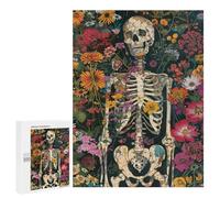 Floral Skeleton Art Print Puzzle 1000 Pièces Educa Jouet en Bois Cadeau Unique Décoration Intérieure Jeu Éducatif Challenge Toy Adultes Et Enfants À Partir De 14 Ans 500 PCS