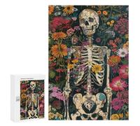 Floral Skeleton Art Print Puzzle 300 Pièces Educa Jouet en Bois Cadeau Unique Décoration Intérieure Jeu Éducatif Challenge Toy Adultes Et Enfants À Partir De 14 Ans 300 PCS