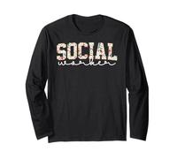 Floral Social Worker MSW LSW Travail Social Étudiant Graduation Manche Longue