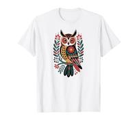 Floral Spotted Owl Barn Botanical Vintage Art T-Shirt