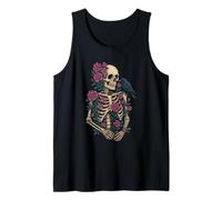 Floral Squelette Corbeau Gothique Dark Art Macabre Esthétique Débardeur