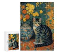 Floral Still Life with Cat Puzzle 1000 Pièces Educa Jouet en Bois Cadeau Unique Décoration Intérieure Jeu Éducatif Challenge Toy Adultes Et Enfants À Partir De 14 Ans 300 PCS