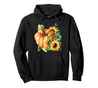 Floral Sunflower and Pumpkin Motif Cute Autumn Fall Graphic Sweat à Capuche