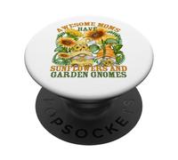 Floral Sunflower Garden Gnomes for Gardening Mom and Summer PopSockets PopGrip Adhésif