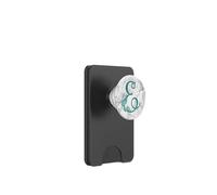 Floral Teal Letter-E Monogram on a White Gray Look PopSockets PopWallet pour MagSafe