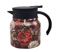 Floral Teapot - 800ml Stainless Steel Thermal Coffee Carafe for Beverage Serving, Large-Capacity Hot Water Pitcher with Spill-Resistant Design, Coffee Pot Dispenser for Home, Office, Parties
