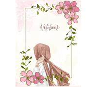 Floral Unruled Notebook with Girl Illustration | Aesthetic Journal for Women | Inspirational Blank Notebook for Writing & Drawing