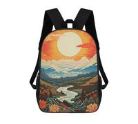 Floral Valley Landscape with River And Sun Sacs À Dos Pour Enfants, Sac À Dos Scolaire, Sac À Dos Imprimé En 3D Pour Enfants, Sac À Dos De Voyage, Sac À Livres, Sac D'école Pour Enfants 17inch