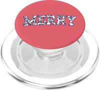 Floral Varsity Tiny Blue French Toile Texte Merry PopSockets PopGrip pour MagSafe
