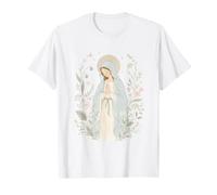 Floral Vierge Marie Prière Foi Botanique Art T-Shirt
