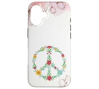 Floral Watercolor Hippie Lover Hibiscus Flower Peace Sign Coque pour iPhone 16