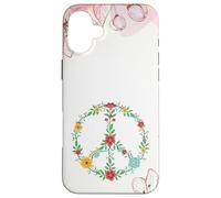Floral Watercolor Hippie Lover Hibiscus Flower Peace Sign Coque pour iPhone 16 Plus