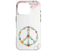 Floral Watercolor Hippie Lover Hibiscus Flower Peace Sign Coque pour iPhone 16 Pro