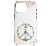 Floral Watercolor Hippie Lover Hibiscus Flower Peace Sign Coque pour iPhone 16 Pro Max