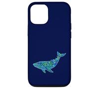 Floral Whale Blue Humpback Botanical Flowers Ocean Nature Coque pour iPhone 12/12 Pro
