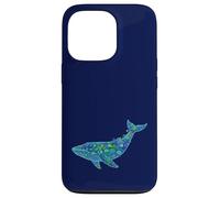 Floral Whale Blue Humpback Botanical Flowers Ocean Nature Coque pour iPhone 13 Pro