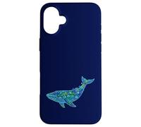 Floral Whale Blue Humpback Botanical Flowers Ocean Nature Coque pour iPhone 16 Plus