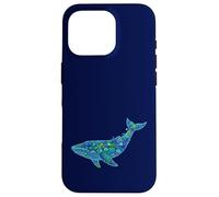 Floral Whale Blue Humpback Botanical Flowers Ocean Nature Coque pour iPhone 16 Pro