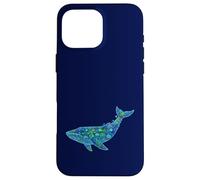 Floral Whale Blue Humpback Botanical Flowers Ocean Nature Coque pour iPhone 16 Pro Max
