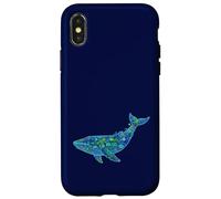 Floral Whale Blue Humpback Botanical Flowers Ocean Nature Coque pour iPhone X/XS