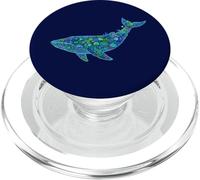 Floral Whale Blue Humpback Botanical Flowers Ocean Nature PopSockets PopGrip pour MagSafe