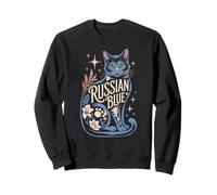 Floral Whimsical Russian Blue Cat Russian Blues Maltese Sweatshirt