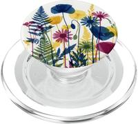 Floral Wildflower Botanical Mixed Flower Bouquet White PopSockets PopGrip pour MagSafe
