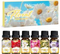 Florales Huiles Essentielles 6x10ml, Huile Essentielle Pour Diffuseur 100% Pures & Naturelle Bio - Jasmin, Néroli, Chèvrefeuille, Pivoine, Géranium, Freesia