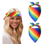 FloralGrace 2 Pièces Bandana Carré Arc-en-Ciel, Tenue Fierté Femmes Hommes, Accessoires Arc-en-Ciel Fierté Femme, Foulards Colorés Costume Arc-en-Ciel Femme
