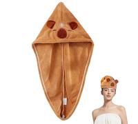 FloralGrace Capybara Serviette en Microfibre séchage Rapide pour Cheveux Turban Super Absorbant avec Bouton pour Femmes Cheveux Longs