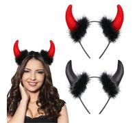 FloralGrace Costume de Diable Oreilles de Diable Rouge comme Couvre-Chef Cornes de Diable Accessoire de Diable Oreilles de Diable Auréole Costume de Diable Cornes de Diable Costume Fille