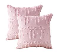 FloralGrace Coussin Décoratif Rosa 45x45 cm Lot de 2 Housses de Coussin en Peluche Douce Esthétique Florale Rose Décoration de Chambre pour Lit Canapé Salon