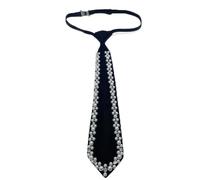 FloralGrace Cravate Élégante aux Perles, Cravate Noire à Strass et Perles pour Femmes, Pré-Nouée Réglable pour Tenue de Cérémonie, Accessoire Cravate Scintillante pour Hommes et Femmes