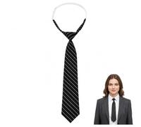 FloralGrace Cravate Noire à Rayures Blanches, Cravate Pré-Nouée Réglable pour Femmes et Hommes, Accessoire pour Chemises d'uniforme de Bureau et Cosplay, Cravates Hommes Femmes 32x7 cm