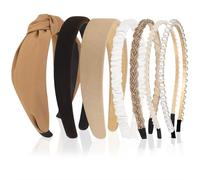 FloralGrace Lot de 7 Serre-Têtes en Perles pour Femmes et Filles Jolis Serre-Têtes Liés Serre-Têtes Anti-Glisse Tendance Epais ou Minces