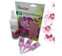 floraline® Kit de démarrage d'engrais pour orchidées : 20 bâtonnets, 3 cures vitales et 250 ml de spray vital | Pour des mois de magnifiques fleurs avec croissance et fleurs saines et brillantes |