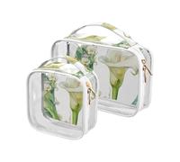 Floralmorphic Lot de 2 trousses de toilette transparentes pour homme Motif lys callas Lettre C