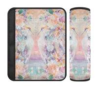 Florals Crane Bohov Peach Lot de 2 coussinets de sangle d'épaule pour ceinture de sécurité Coupe dans le cou pour berline funda para cinturón de carro