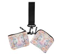 Florals Crane Bohov Peach Lot de 2 porte-cartes de visite de grande capacité avec porte-clés pour femme, florals grue bohov pêche, 1 size, Impression artistique