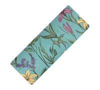 Florals Lily Daylily - Tapis de yoga en caoutchouc naturel antidérapant - 1 mm d'épaisseur - Avec sac de transport - 180,3 x 66 cm