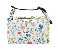 Florals Sac à déjeuner isotherme pour femme Motif tulipes Delphinium Iris Blanc
